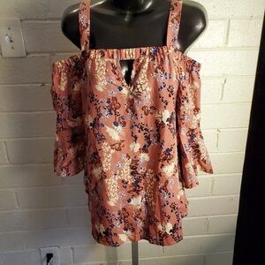 SHEIN Pink Floral Off-Shoulder Blouse